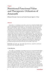 Nutritional Functional Value and Therapeutic Utilization of Amaranth Manuel Soriano-García and Isabel Saraid Aguirre-Díaz