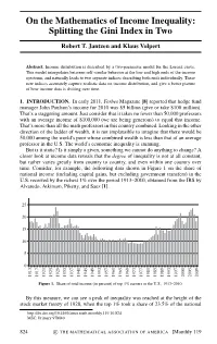 On the Mathematics of Income Inequality: Splitting the Gini Index in Two