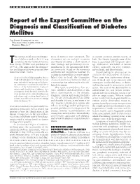 Report of the Expert Committee on the Diagnosis and Classification Of