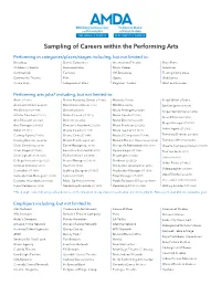 Sampling of Careers Within the Performing Arts
