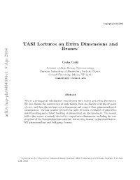 TASI Lectures on Extra Dimensions and Branes