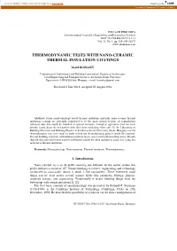 Thermodynamic Tests with Nano-Ceramic Thermal Insulation Coatings