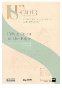Urban Form at the Edge: Proceedings of ISUF 2013, Volume 1 1