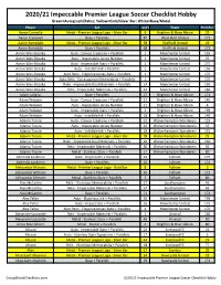 2020-21 Panini Impeccable Hobby Soccer Checklist