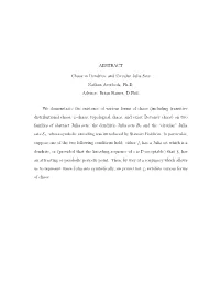 ABSTRACT Chaos in Dendritic and Circular Julia Sets Nathan Averbeck, Ph.D. Advisor: Brian Raines, D.Phil. We Demonstrate The