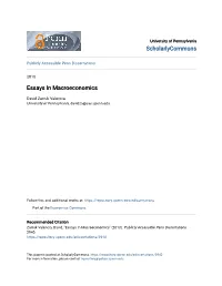 Essays in Macroeconomics