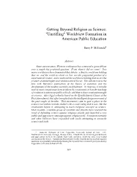 Getting Beyond Religion As Science: "Unstifling" Worldview Formation in American Public Education