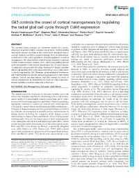 Gli3 Controls the Onset of Cortical Neurogenesis by Regulating The