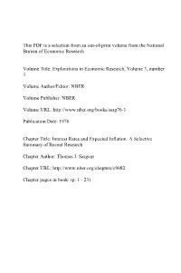 Interest Rates and Expected Inflation: a Selective Summary of Recent Research