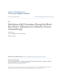 Modulators of Igg Penetration Through the Blood-Brain Barrier: Implications for Alzheimer's Disease Immunotherapy" (2017)