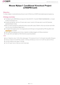Mouse Mybpc1 Conditional Knockout Project (CRISPR/Cas9)