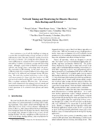 Network Tuning and Monitoring for Disaster Recovery Data Backup and Retrieval ∗ ∗