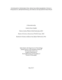 Psychology of Onscreen Type: Investigations Regarding Typeface Personality, Appropriateness, and Impact on Document Perception