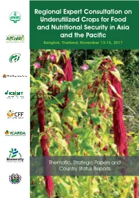 Regional Expert Consultation on Underutilized Crops for Food and Nutritional Security in Asia and the Pacific