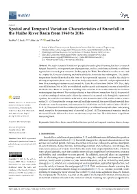 Spatial and Temporal Variation Characteristics of Snowfall in the Haihe River Basin from 1960 to 2016