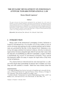 The Dynamic Development on Indonesia's Attitude Toward
