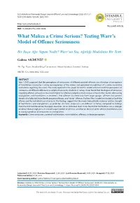 What Makes a Crime Serious? Testing Warr's Model of Offence
