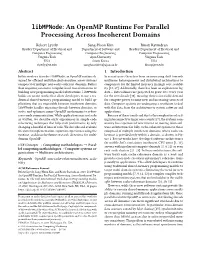 An Openmp Runtime for Parallel Processing Across Incoherent Domains
