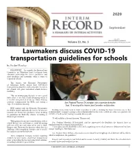 Lawmakers Discuss COVID-19 Transportation Guidelines for Schools by Jordan Hensley