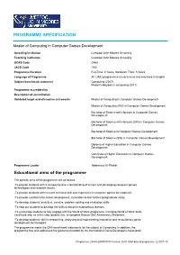 PROGRAMME SPECIFICATION Educational Aims of the Programme