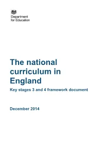 The National Curriculum in England Key Stages 3 and 4 Framework Document