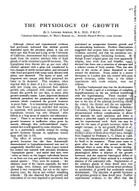 The Physiology of Growth by S