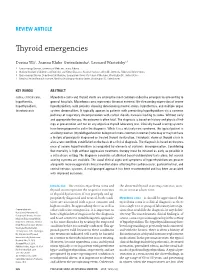 Thyroid Emergencies