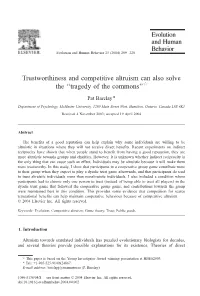 Trustworthiness and Competitive Altruism Can Also Solve the ''Tragedy
