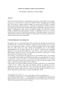 Adriatic Sea Fisheries: Outline of Some Main Facts