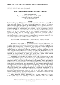 Batak Toba Language Structure As Inverted Language