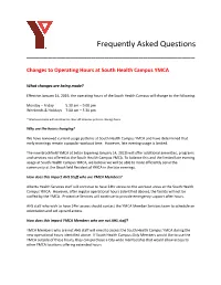 Changes to Operating Hours at South Health Campus YMCA