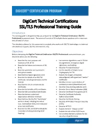 Digicert® Technical Certifications SSL/TLS Training Guide
