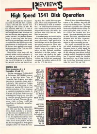 High Speed 1541 Disk Operation