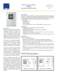 Humidity Controlled Grilles HCG Spec and Technical Data