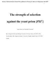 The Strength of Selection Against the Yeast Prion [PSI ]