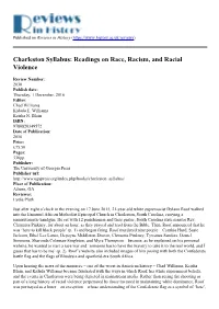 Charleston Syllabus: Readings on Race, Racism, and Racial Violence