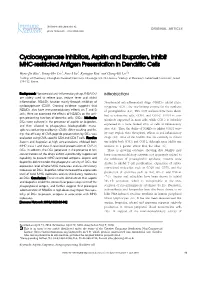 Cyclooxygenase Inhibitors, Aspirin and Ibuprofen, Inhibit MHC-Restricted Antigen Presentation in Dendritic Cells