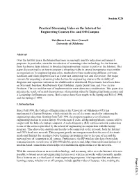 Practical Streaming Video on the Internet for Engineering Courses On- and Off-Campus