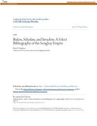 A Select Bibliography of the Songhay Empire Brent D