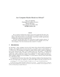 Are Computer Hacker Break-Ins Ethical?£