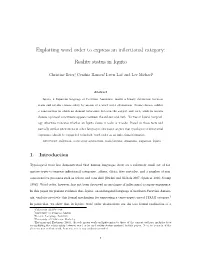 Exploiting Word Order to Express an Inflectional Category: Reality Status in Iquito