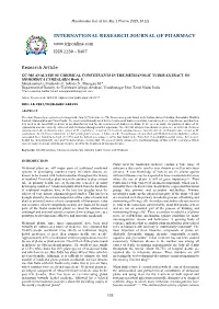 GC-MS ANALYSIS of CHEMICAL CONSTITUENTS in the METHANOLIC TUBER EXTRACT of MOMORDICA CYMBALARIA Hook