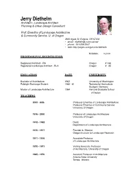 Jerry Diethelm Architect • Landscape Architect Planning & Urban Design Consultant
