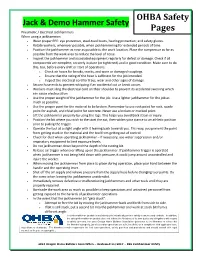 OHBA Safety Pages
