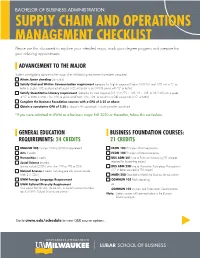 Supply Chain and Operations Management Checklist