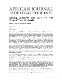 The Case for War Crimes Trials in Liberia