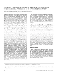 The Middle Sacramento River: Human Impacts on Physical and Ecological Processes Along a Meandering River1