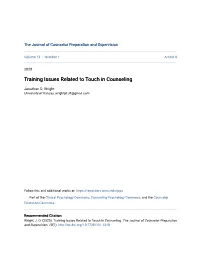 Training Issues Related to Touch in Counseling