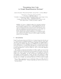 Translating Java Code to Graph Transformation Systems*