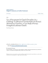 Use of Sacraments in Church Discipline As a Challenge To
